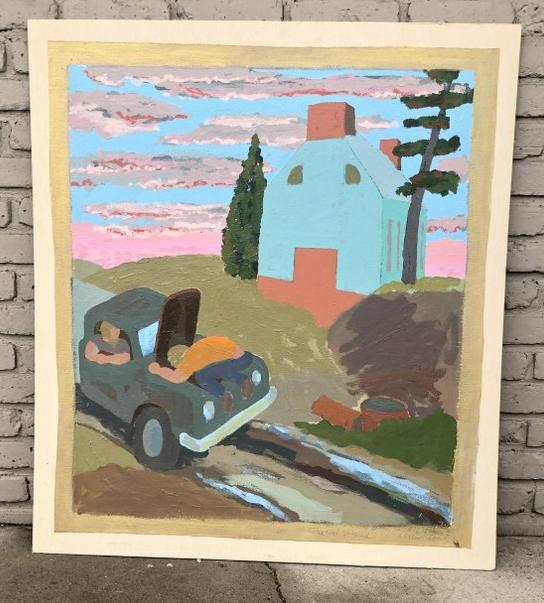 Edward Avedisian ( 1936-2007 ) o/c titled ( The Dutch House ), canvas laid on board, dated 2000. (1 of 3)