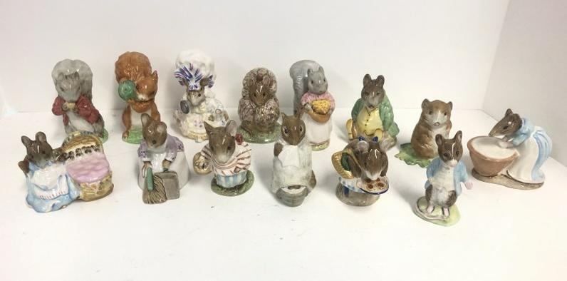 (14) Beatrix Potter figurines, from estate collection, all in fine condition- includes Hunca Munca, (1 of 2)