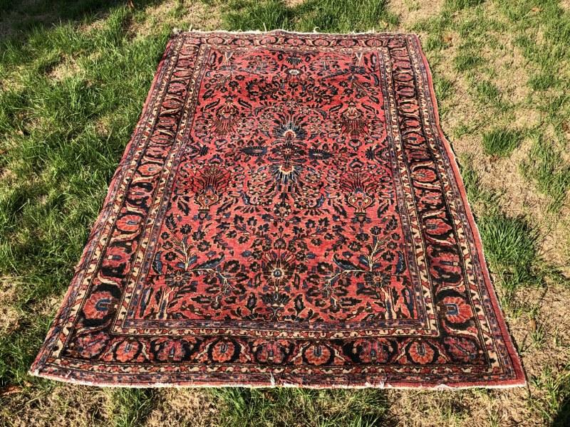 Estate handmade oriental rug, measures 82" x 50", some light wear, good looking rug.  * Please note (1 of 4)