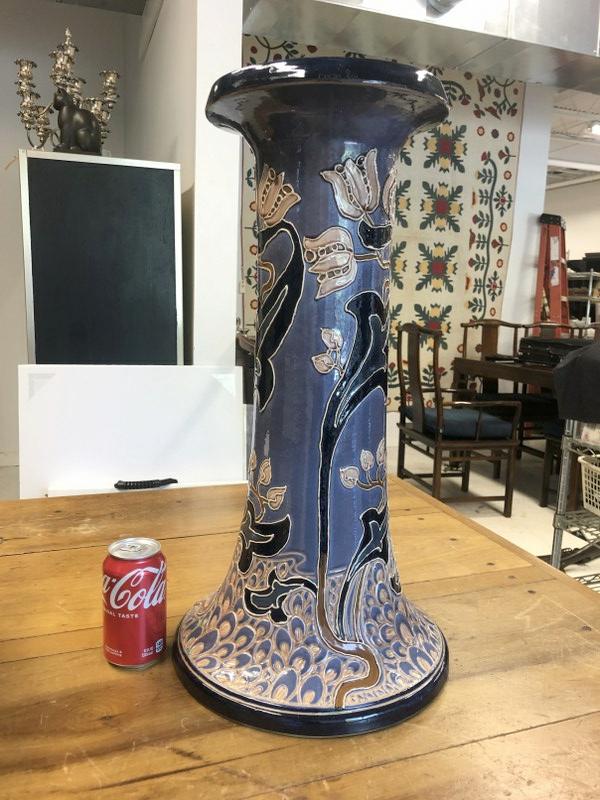 Frederick Hurten Rhead arts & crafts pottery jardinaire base, in estate condition, measures 23" (1 of 7)