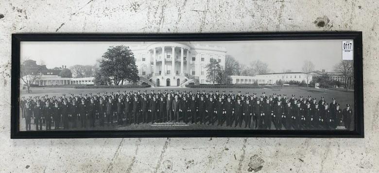 Panoramic Photograph. [President Harry S. Truman]. Scherer, Wash., DC, photographer. President Harry: Panoramic Photograph. [President Harry S. Truman]. Scherer, Wash., DC, photographer. President Harry S. Truman. White House Police, 24 November 1952. On verso is mounted a typed listing of all the par