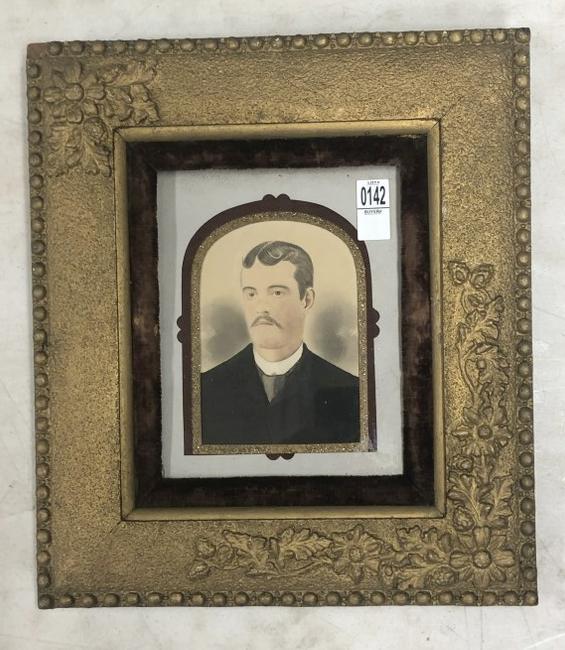 Hand Painted photograph of man in period frame, measures 17.5" x 15". From the estate collection: Hand Painted photograph of man in period frame, measures 17.5" x 15". From the estate collection of Richard G. Miller's 19th & 20th century hand painted, coloured & tinted photography.