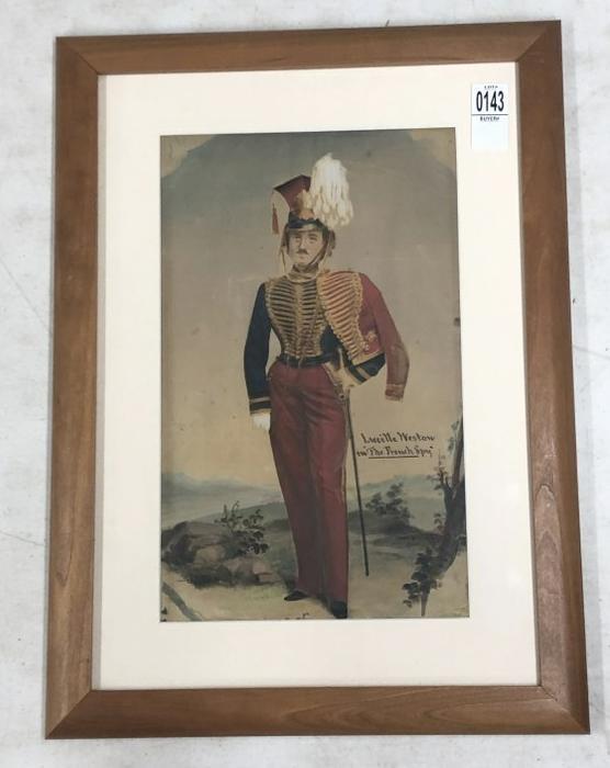 Hand Painted photograph of Lucille Weston in "The French Spy", 20" x 14" framed. From the estate: Hand Painted photograph of Lucille Weston in "The French Spy", 20" x 14" framed. From the estate collection of Richard G. Miller's 19th & 20th century hand painted, coloured & tinted photography.