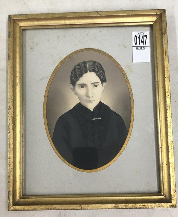 Hand Painted photograph of women, framed, measures 11" x 9". From the estate collection of Richard: Hand Painted photograph of women, framed, measures 11" x 9". From the estate collection of Richard G. Miller's 19th & 20th century hand painted, coloured & tinted photography.