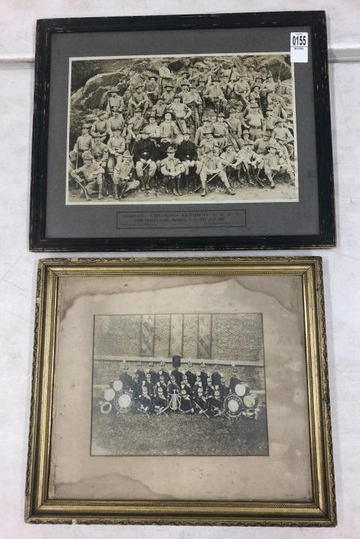 (2) framed black & white photographs - 1 of Company I seventh regiment N.G. N.Y. Camp Emmons Clark, (1 of 4)