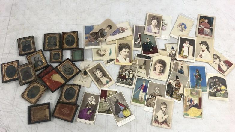 (45) tinted cdv's, plus (11) tintypes or ambro's.   From the estate collection of Richard G. (1 of 7)