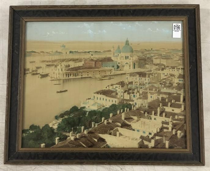Hand Painted photograph of Venice, in perid frame which measures 20" x 24". From the estate: Hand Painted photograph of Venice, in perid frame which measures 20" x 24". From the estate collection of Richard G. Miller's 19th & 20th century hand painted, coloured & tinted photography.