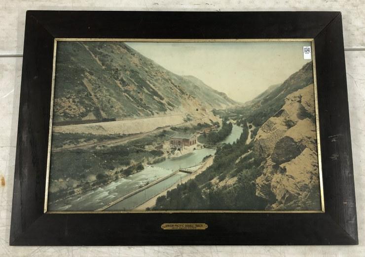 Large Hand Painted photograph Union Pacific Double Track, Union Pacific System, signed Henry Stark, (1 of 4)