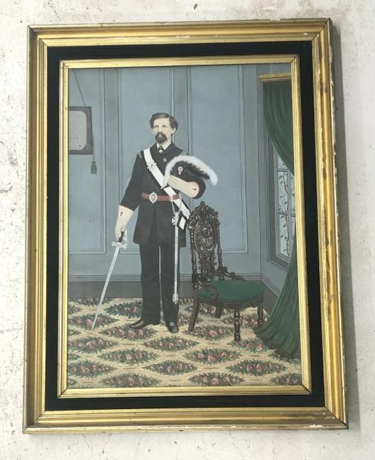 G.W. Cottrell large hand colored - painted portrait in his S.R. Knights Regallia as the Captain (1 of 8)