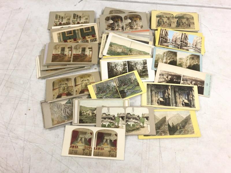 (100) hand tinted flatmount stereoviews, all European. (1 of 6)