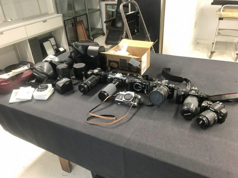 Estate lot of (7) 35 mm cameras & accessories, lot includes (5) Nikons & (2) Konicas - Plus misc. (1 of 15)