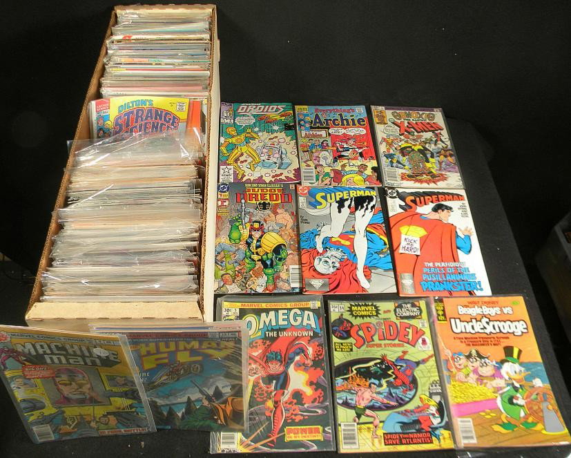 Box lot of 250-400 80s-90s comics w/ Archie, Thor,: Box lot of approx. 150-200 80s-90s comics including but not limited to Archie, The Punisher meets Archie, Thor, Lois Lane, The Punisher, and Wolverine.