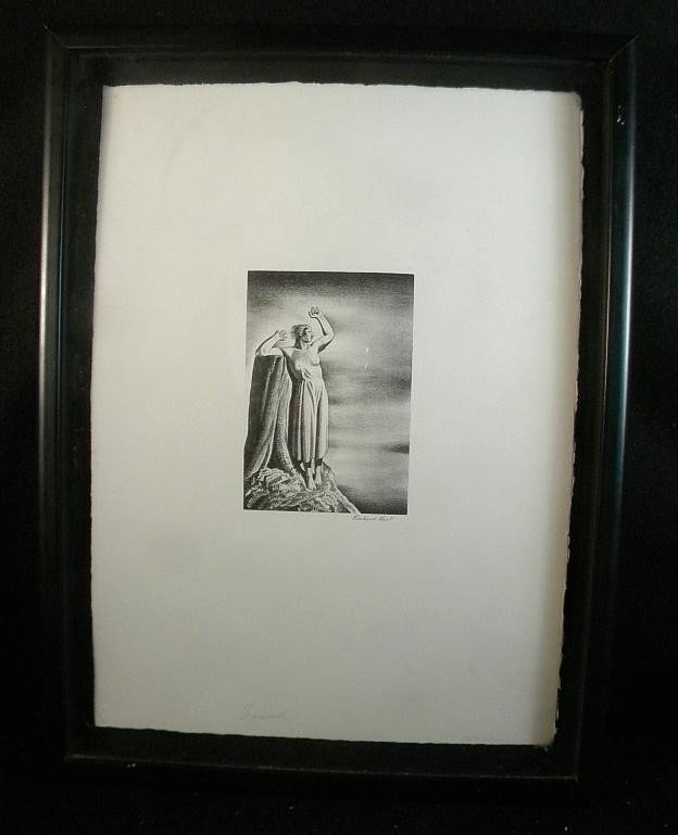 Rockwell Kent Signed Print FAREWELL: Rockwell Kent Signed Print titled FAREWELL. In black frame, print is pencil signed, measures 6" x 4 1/2".