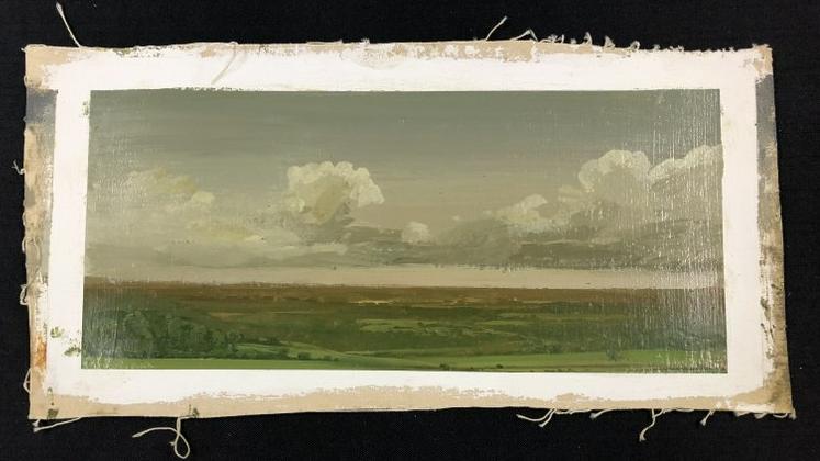 Harry Orlyk ( b 1947 ) o/c landscape with rolling clouds, signed and dated 7/3/81.  From Hudson, (1 of 1)