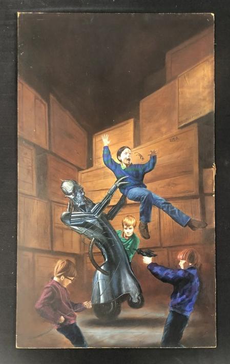 Kevin Eugene Johnson ( b 1954 ) original Sci-Fi illustration, signed lower left and dated 1985.  Oil (1 of 2)