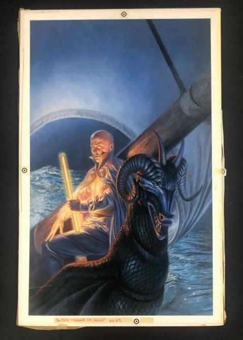 Kevin Eugene Johnson ( b 1954 ) original book cover illustration for ( THRONE OF FOOL'S - 1989 ), (1 of 1)