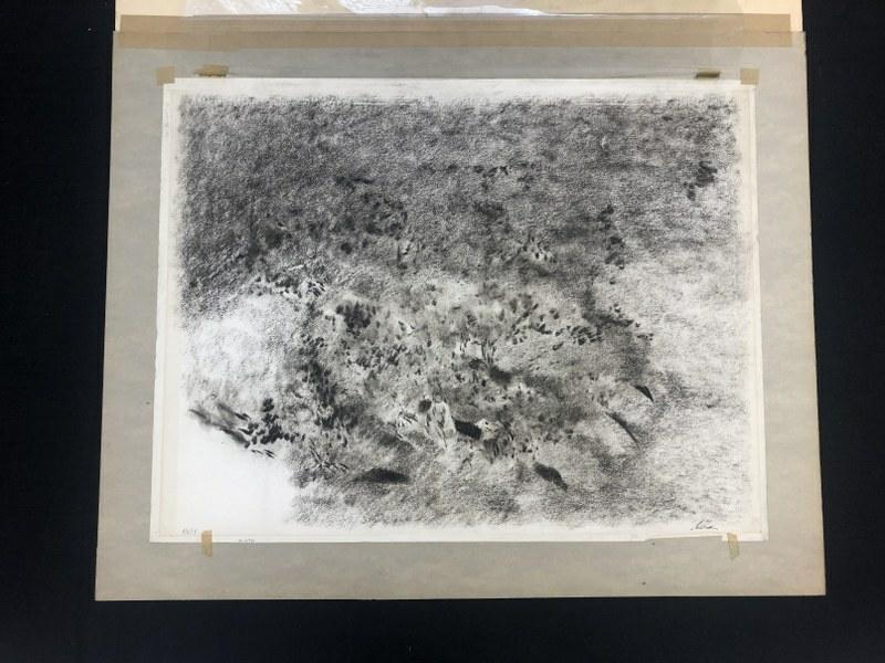 Reginald Pollack ( 1924-2001 ) charcoal or pastel drawing titled ( Landscape with Figures, dated (1 of 5)