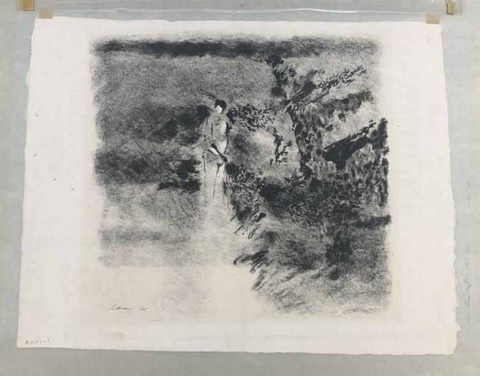 Reginald Pollack ( 1924-2001) lithograph titled ( Bather-1957 ), with old PERIDOT GALLERY, Madison (1 of 3)