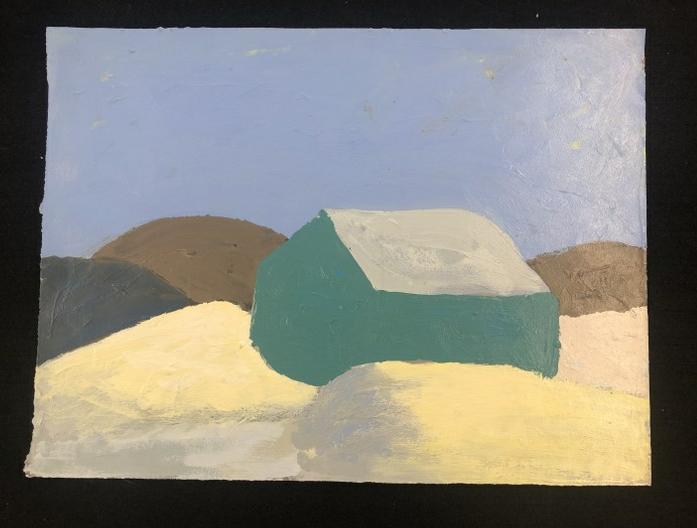 Edward Avedisian ( 1936-2007 ) impressionist landscape with house, unsigned, oil on heavy paper, (1 of 1)