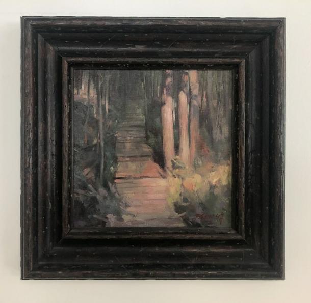 Hong Nian Zhang ( b 1947 ) impressionist o/c landscape, painting measures 10" x 10", frame measures (1 of 4)