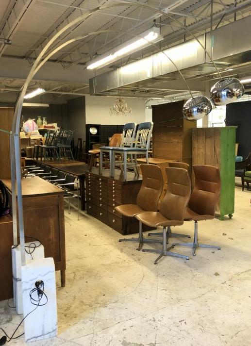 ARCO style Mid Century chrome & marble floor lamp, with white marble base, long extended arm with (1 of 6)