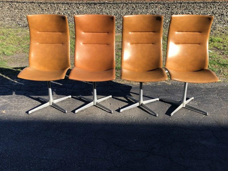 (4) OVERMAN Mid Century high back swivel chairs. Made in Sweden, from New Jersey home, vinyl (1 of 6)