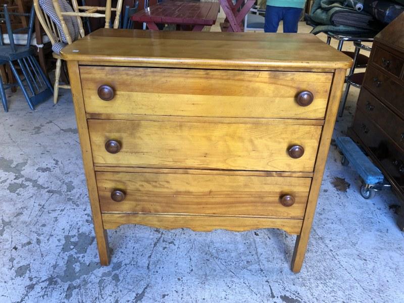 Refinished (3) drawer maple dresser, circa 1910, from NYC weekenders Hudson Valley weekend home, (1 of 1)
