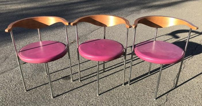 (3) Fritz Hansen Mid Century chairs, stamped as pictured, Made in Denmark, from local estate, by way (1 of 6)