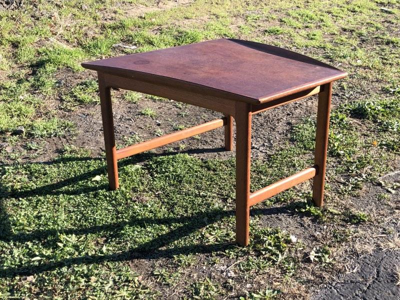 DUX Mid Century Danish Modern end table, stamped on underside, unusal form, teak is the wood I (1 of 5)