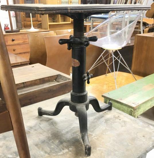Adjustable Table Co. Industrial iron base table, nice condition, great looking base. Label intact (1 of 6)