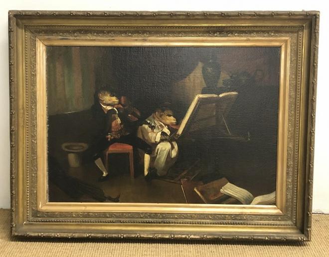 Alexandre Gabriel Decamps ( 1803-1860 ) o/c monkeys playing violins in music room, painting was (1 of 7)