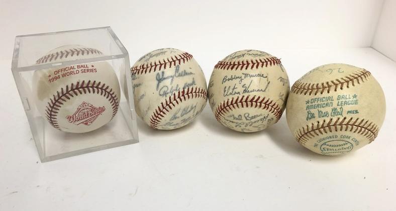 (4) older baseballs incl. (2) facsimile signatures of New York Yankees circa 1970's-80's, Official (1 of 3)