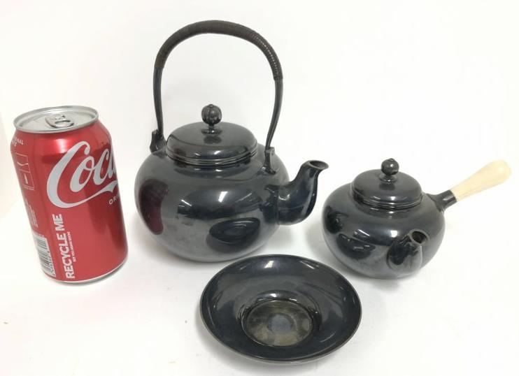 Asian sterling silver tea set, from estate in Dutchess County, includes 2 pots & bowl. Hallmarkedon (1 of 4)