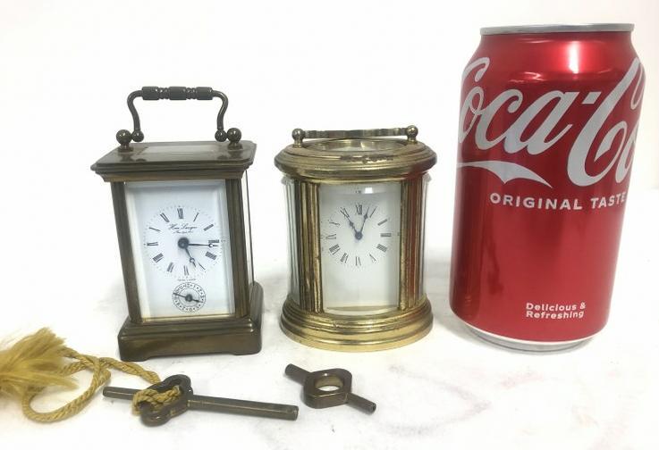 (2) brass estate carriage clocks, very clean, appear to always have been maintained, curved one (1 of 6)