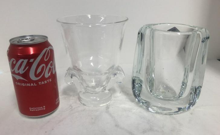 (2) French pcs. Art glass including Steuben vase & Jannes Chatel vase with paper label intact, no (1 of 5)