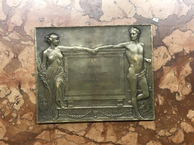 John Pierpoint Morgan bronze paperweight, double sided, measures 2 7/8" x 3.5". Nice estate (1 of 2)