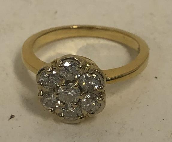 14K ladies diamond cluster ring, approx. size 6.5.  Nice estate condition. From local estate. (1 of 3)