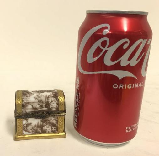 Sweet LIMOGES miniature perfume box, with (3) bottles inside, fine estate condition, measures 2" (1 of 6)