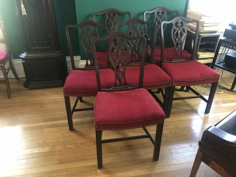 (6) very nice older Mahogany ribbon back dining chairs, from fine Catskill, N.Y. home, in nice (1 of 3)