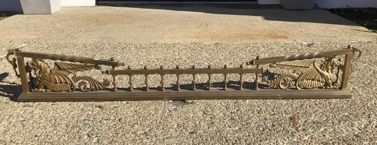 Nice early brass fireplace fender with winged griffins on each end, nice old patina. ( on one back (1 of 4)