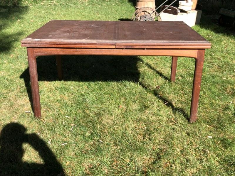 DUX Danish Modern flip top dining table, when opened it measures 110" x 40" x 28.5" high. Was stored (1 of 9)