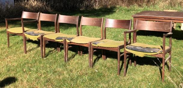 (6) Funder-Schmidt & Madsen Danish Modern dining chairs, were stored in Hudson Valley estate barn, (1 of 7)
