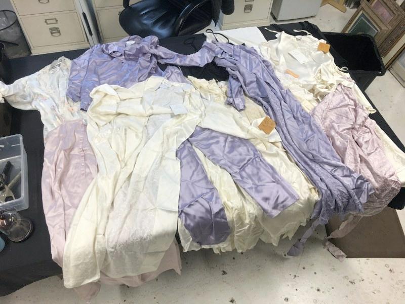 Big lot mostly all silk ladies nightgowns, pajamas, and undergarments, plus box of fine silk and (1 of 9)