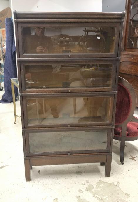 Globe-Wernicke (4) stack quarter sewn oak barrister bookcase, in nice condition, original finish, (1 of 3)