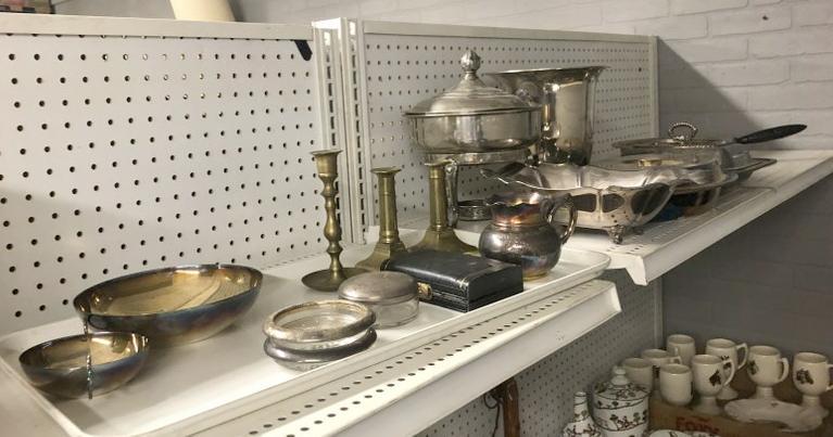 Estate lot older silver plate, some brass candlesticks, good lot to sort outâ€¦.from Saratoga, N.Y. (1 of 7)
