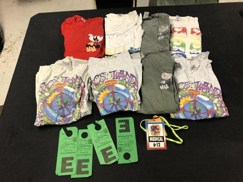 (8) 1994 Woodstock Music Festival Staff tee shirts, and passes, they worked for Family of Woodstock, (1 of 9)