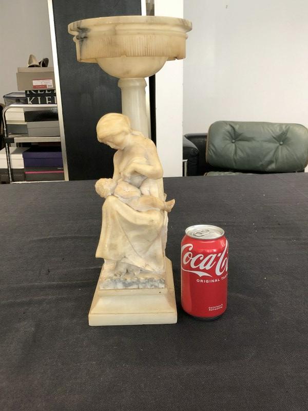 19th c carved marble & onyx figural lamp base, with Mother and baby. (2) Small chips on top & bottom (1 of 6)