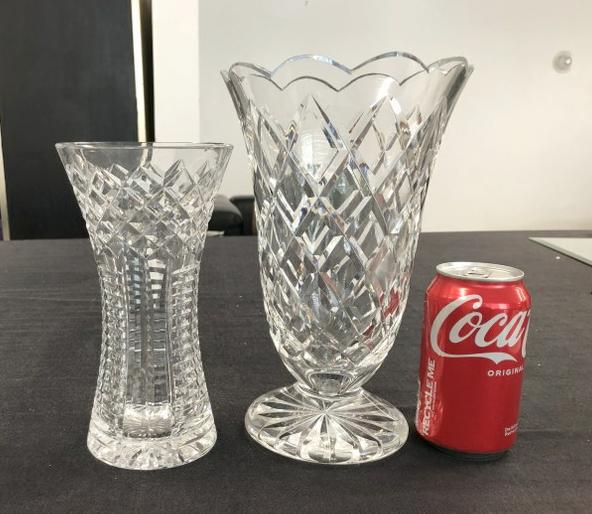 (2) WATERFORD vases in fine condition, from local estate, they measure 8" and 10" high. (1 of 2)
