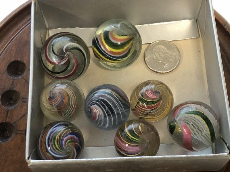 (8) larger swirl antique marbles, in nice condition,  from local estate in Hudson Valley, a few (1 of 10)