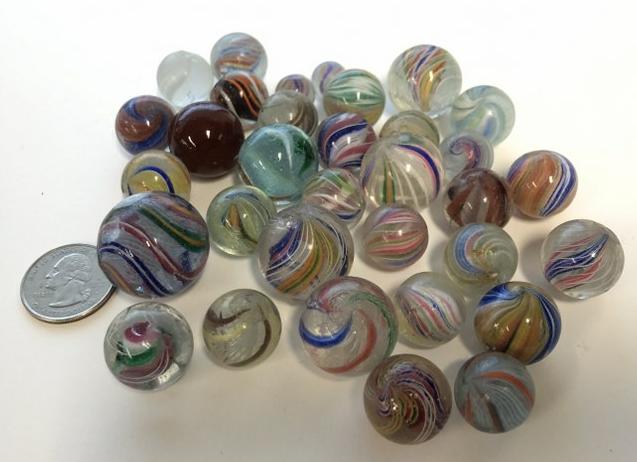 (33) antique marbles from Hudson Valley estate, some with chios from being played with, some not, (1 of 5)